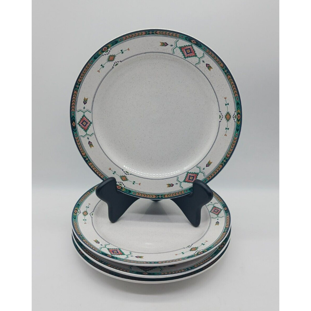 4 Salad Plates Studio Nova Adirondack Mauve Geen Aztec Southwestern Y2201